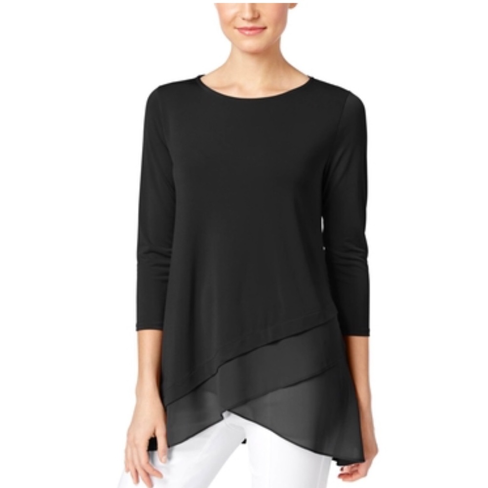 Alfani Chiffon Crossover Hem Top Size L
